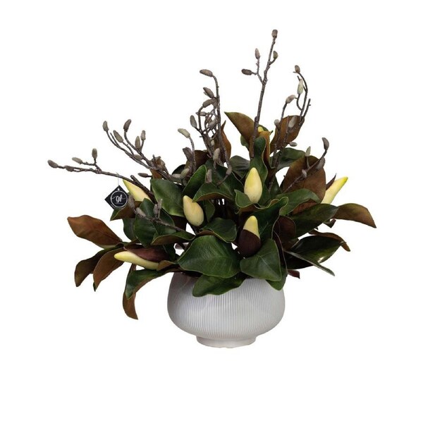 Glamorous Fusion Magnolia Foliage Mixed 60cm Artificial Plant Flower Arrangement Decorative In Pot