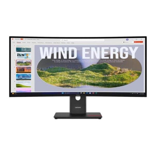 LENOVO ThinkVision T34WD-40 34' 120Hz WQHD Monitor 1500R Curve 4K 3440x1440 21:9 Height Adjustable Tilt Swivel 100W PD DP HDMI USB-C LAN 4xUSB3.2 Hub 64AEGAR1AU
