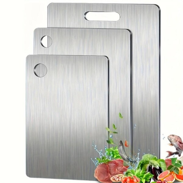 3x Stainless Titanium Steel Anti-Bacterial Mildew-Proof Cutting Chopping Boards