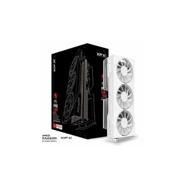 XFX Swift AMD Radeon RX 9060XT OC White Triple Fan Gaming Edition with 16GB GDDR6 HDMI 2xDP, AMD RDNA 4 (RX-96TS316W7) RX-96TS316W7