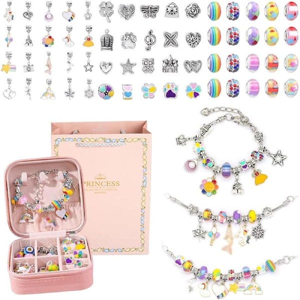 DIY Beaded Bracelet Set with Storage Box Christmas Gift for Teen Girls Age 6-12 Colourful