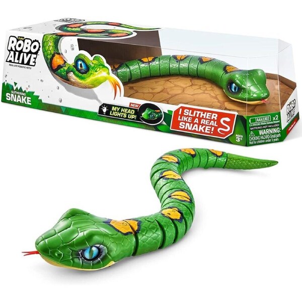 Zuru Robo Alive Slithering Snake Robotic Toy Light Up (Series 3) Green