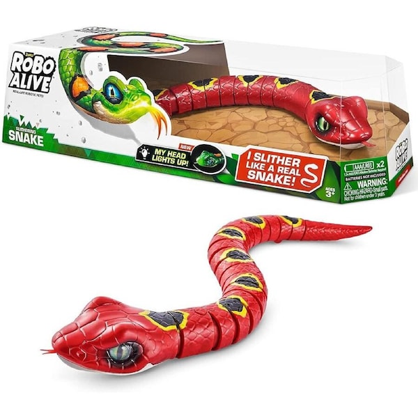 Zuru Robo Alive Slithering Snake Robotic Toy Light up (Series 3) Red
