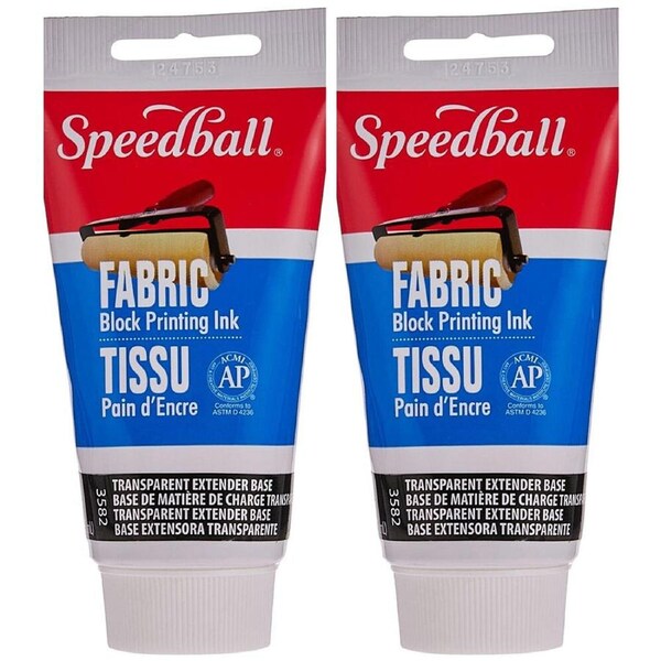 2PK Speedball Versatile Fabric Block Printing Extender Ink Base 75ml Transparent