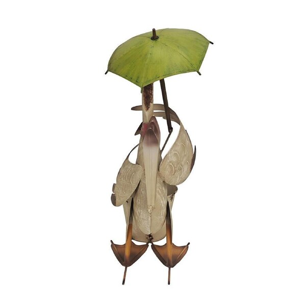 Willow & Silk Standing Duck with Umbrella Potplanter/Umbrella Duck Planter