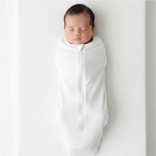 Babystudio Organic Cotton Swaddle Pouch 0.5 TOG Small (0-3 months) - BRIGHT WHITE