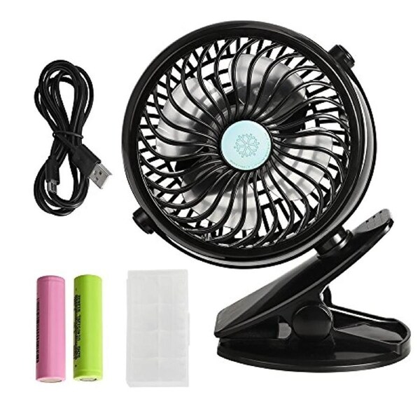 JOYBUY Battery Operated Clip-on Mini Stroller Fan – 360° Rotation Portable Desk Fan