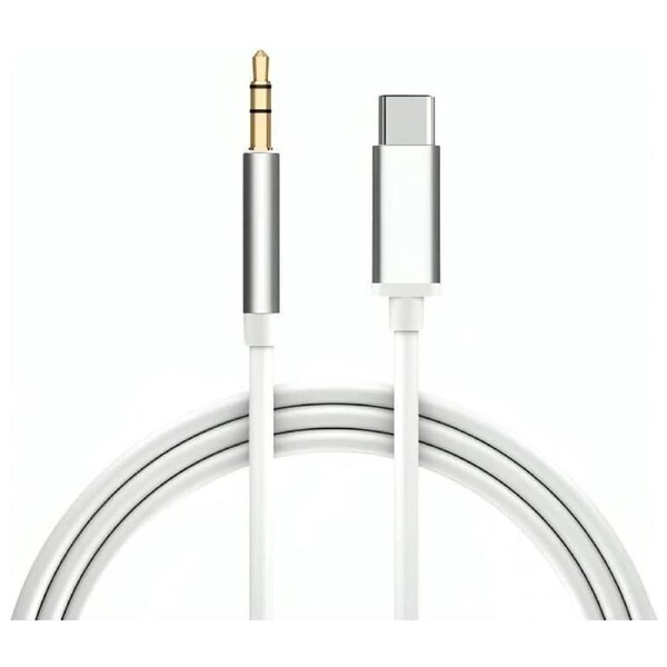 JOYBUY USB-C to 3.5mm AUX Cable Adapter 1m/6ft for iPhone 15, Samsung, Xiaomi, Car Audio – Silver