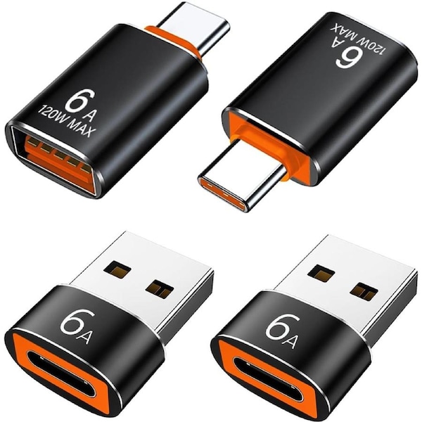 JOYBUY 4 Pack USB Adapter Set – 2x USB A 3.0 Female to USB-C Male & 2x Type-C Female to USB Male for iPhone, MacBook