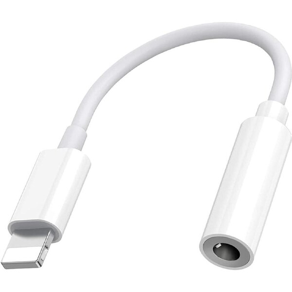 JOYBUY Lightning to 3.5mm Headphone Jack Adapter Dongle for iPhone 14/13/12/11/SE/X/8 – White