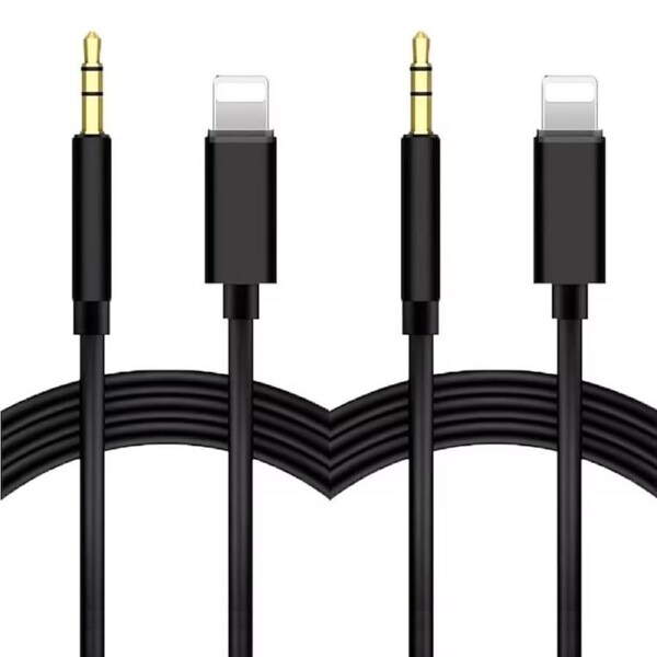 JOYBUY 2-Pack Lightning to 3.5&nbsp;mm AUX Audio Cable 1&nbsp;m/6&nbsp;ft for iPhone 14/13/11/SE – Black