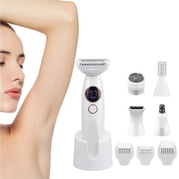 JOYBUY 5 in 1 Lady Shavers for Women Bikini Trimmer with LED Display for Underarm Legs