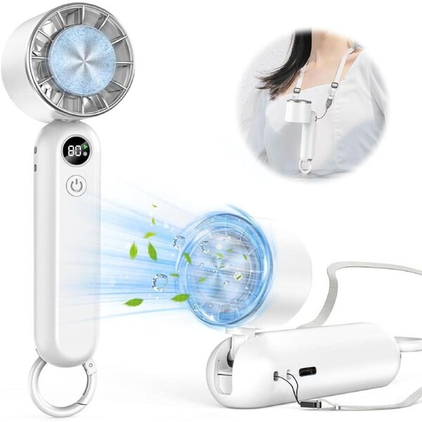 JOYBUY Mini Handheld Cooling Fan with Plate Rechargeable Neck Fan