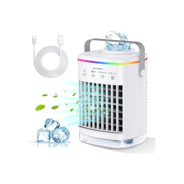 JOYBUY 3-in-1 Portable Desktop Air Conditioner with 4 Speeds and LED Light