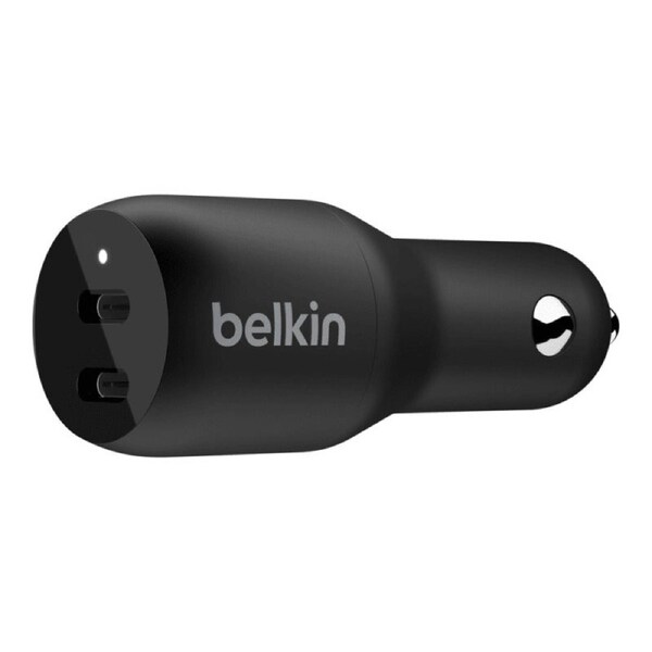 Belkin BoostCharge 36W Car Charger with Dual USB-C Outputs- Black