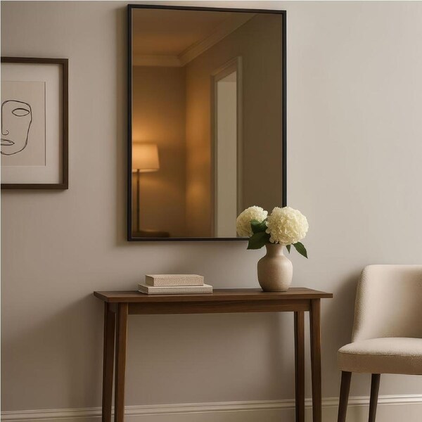 Urban Style Reflections Rectangular Mirror – Black - 90cm