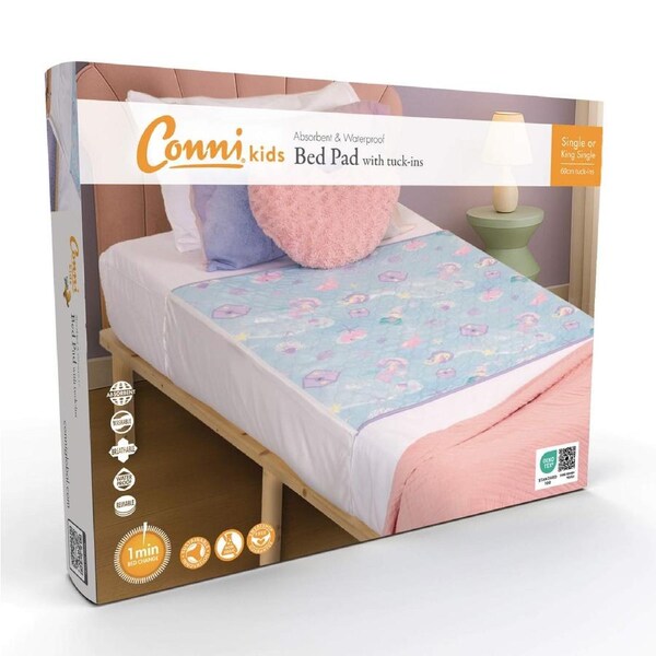Conni Kids Bed Pad with Tuck-ins - Mermaid Print