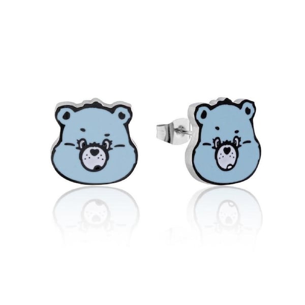 Care Bears Ecc Grumpy Bear Enamel Stud Earrings - Stainless Steel - Blue