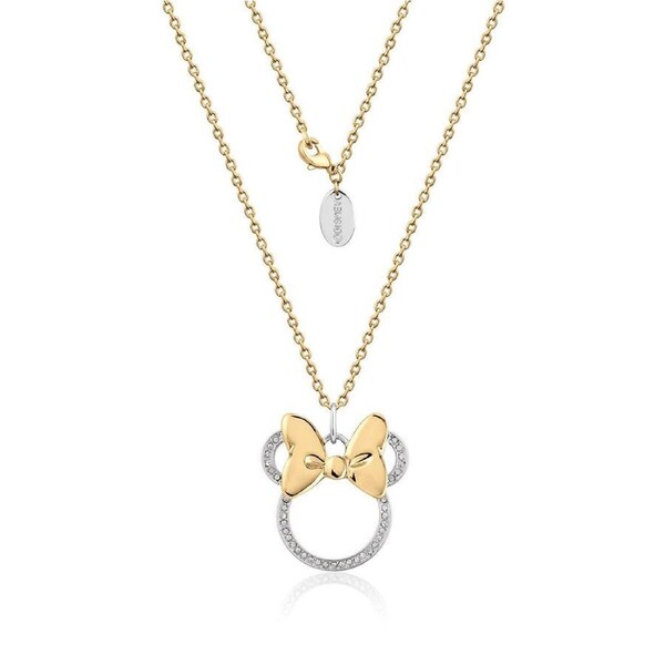 Disney Minnie Crystal Necklace - Gold Plated Brass - Gold/Silver