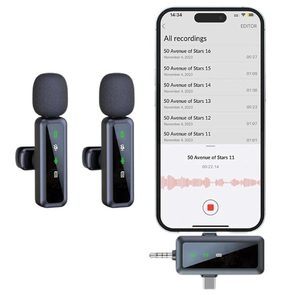 JOYBUY 3 in 1 Wireless Lavalier Microphone for iPhone USB-C TikTok YouTube Vlog