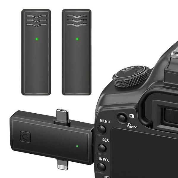 JOYBUY 2 Piece Wireless Lavalier Microphone Set for iPhone iPad Android Camera