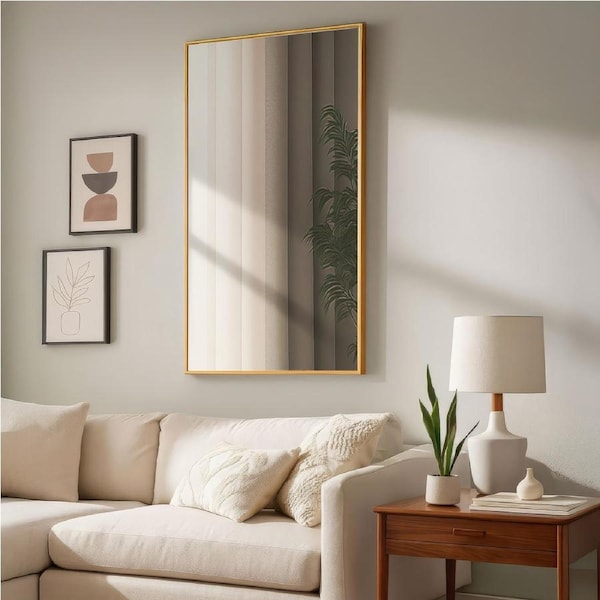 Urban Style Reflections Rectangular Mirror – Gold - 90cm