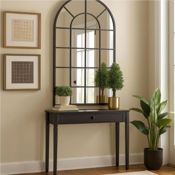 Urban Style Reflections Arch Mirror – Black - 80cm x 120cm