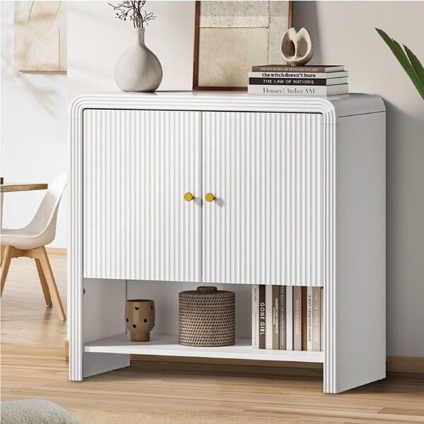 Oikiture Buffet Sideboard Storage Cabinet Kitchen Cupboard Hallway Table White