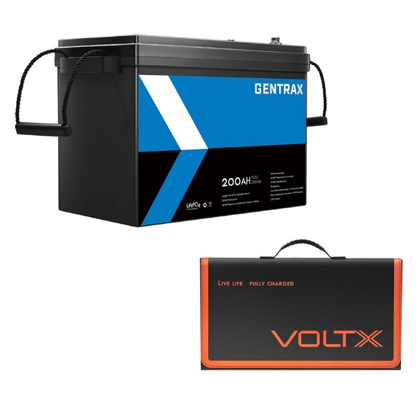 GENTRAX 12V 200Ah Lithium Battery + 100W Solar Panel
