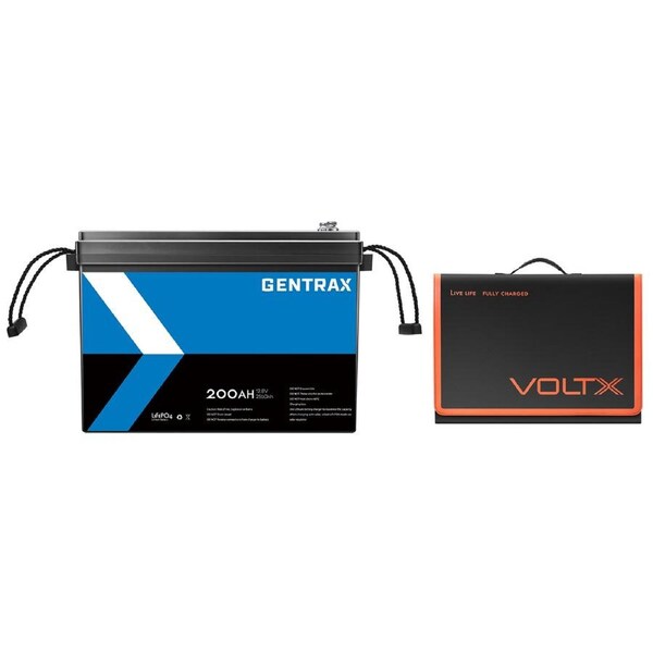 GENTRAX 12V 200Ah Lithium Battery + 200W Solar Panel