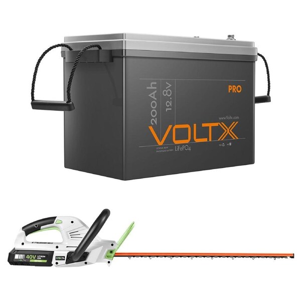 VoltX 12V Lithium Battery 200Ah + 40V Hedge Trimmer