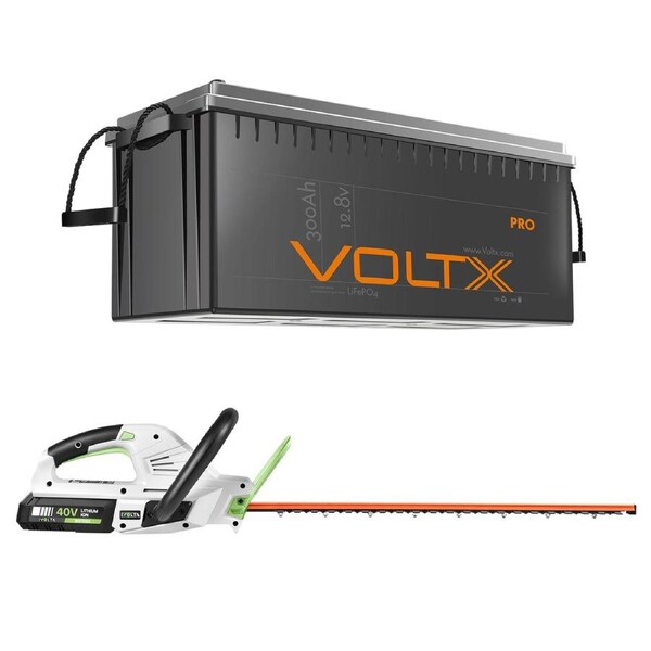 VoltX 12V Lithium Battery 300Ah + 40V Hedge Trimmer