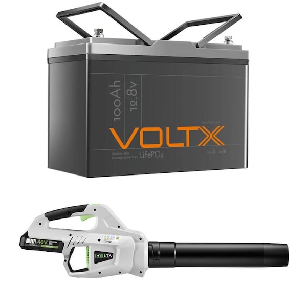 VoltX 12V Lithium Battery 100Ah + 40V Leaf Blower