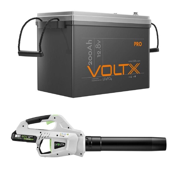 VoltX 12V Lithium Battery 200Ah + 40V Leaf Blower