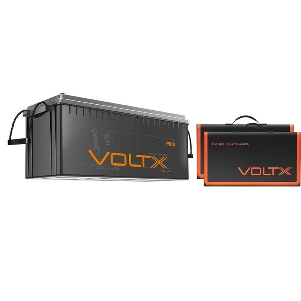 VoltX 12V Lithium Battery 300Ah + 200W Solar Panel