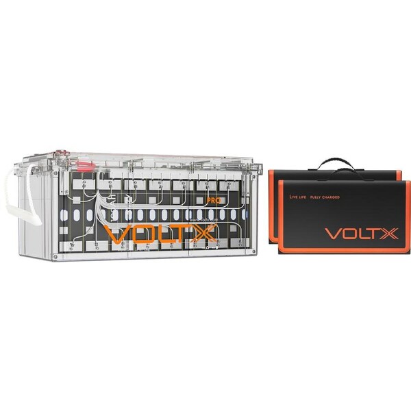 VoltX 48V 100Ah Lithium Battery + 200W Folding Solar Panel