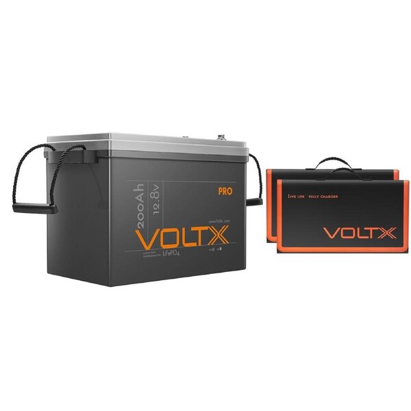 VoltX 12V Lithium Battery 200Ah + 200W Solar Panel Mat