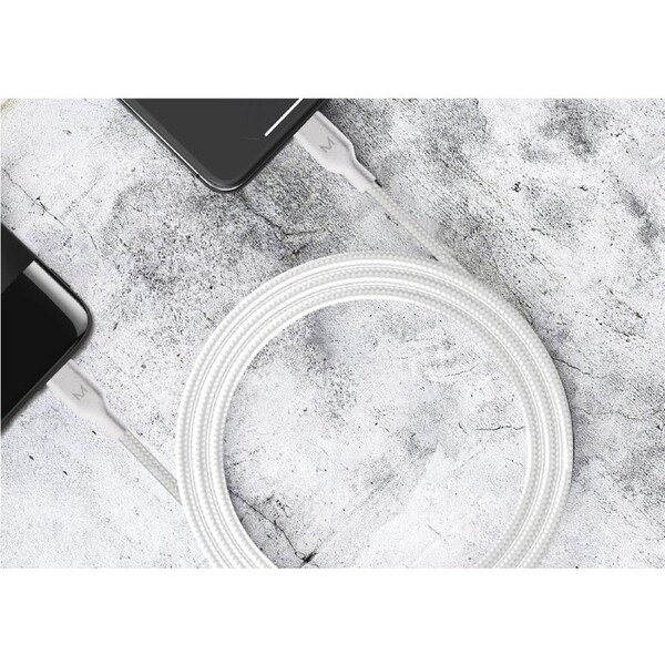 Moyork Cord 1.5m USB-A to Lightning Nylon Cable - Swan White White