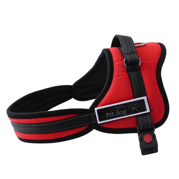 Adjustable Dog Harness Oxford Vest Leash Clip Red Size M