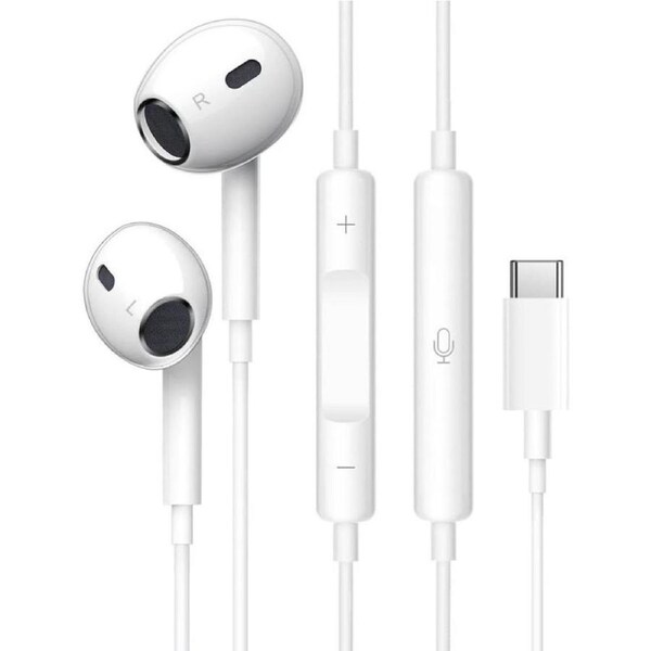Perisail USB-C Digital Audio Headphones for iPhone 15 & Android - HiFi Stereo Earphones - Vol. Control & Mic - Wired Earbuds Compatible with Samsung S23/S22/A Series, Pixel 7/6