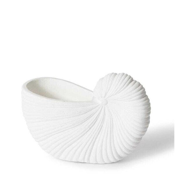 E Style 21cm Cement Snail Shell Pot Tabletop Vase Display Home Decor White