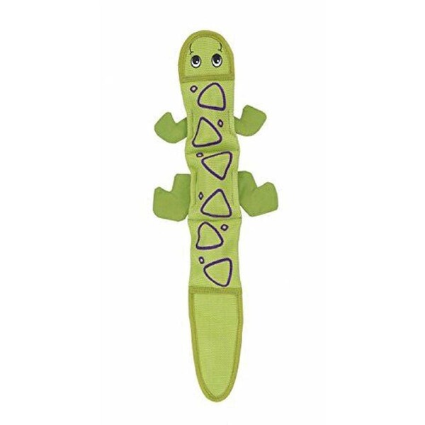 Fire Biterz Durable Tough Dog Toy Made With Firehose Material, Tough Plush Toy for Large Dogs by Outward Hound, Large, Green Lizard