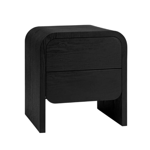 Calla Side Table Bedside Unit 2 Drawers Black