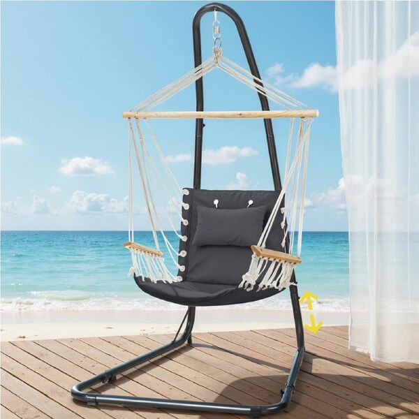 Gardeon Hammock Chair with Stand Outdoor Hanging Chair Grey