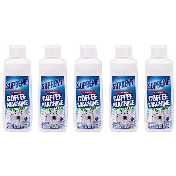 5PK Supreme 2-Doses Coffee Machine Liquid Descaler Cleaning Solution 250ml