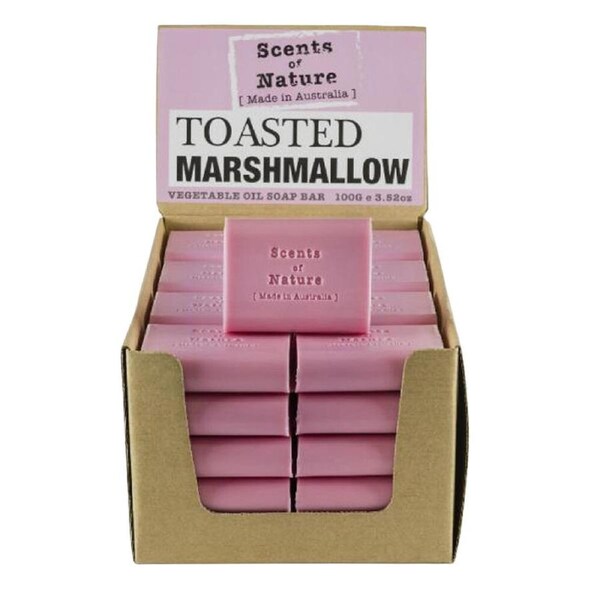 40PK Scents of Nature Toasted Marshmallow Scent Vegetable Oil Soap Bar 100g Pink
