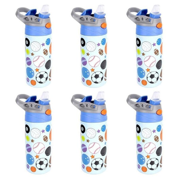 6PK Splash Kids's Insulated Drink Water Bottle w/ Flip-Top Lid 355ml Assorted