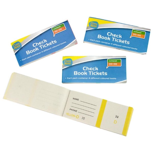 Numbered and Colour Coded Check Raffle Tickets (4 Books)