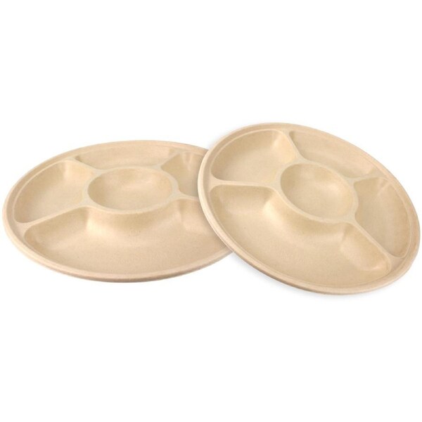 Eco Biodegradable Chip and Dip Platters 35cm (Pack of 2)