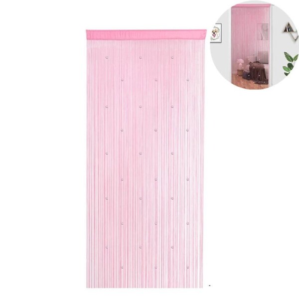 Nevenka Beaded Curtain Pearl Door Drapes for Interior Decor and Partitions-Rose Red
